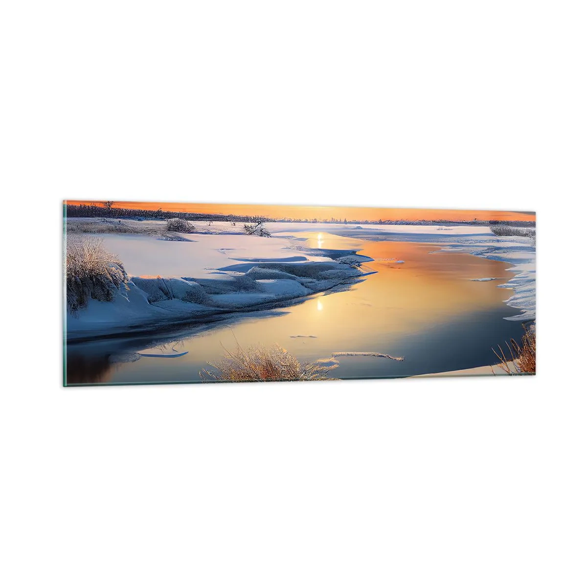 Quadro su vetro - Tramonto invernale - 90x30 cm