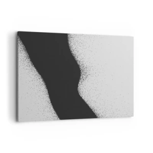 Quadro su tela - Stampe su Tela - Motivo astratto in bianco e nero con delicati punti su tela - 100x70cm - Equilibrio fluido - Decorazione murale moderna per soggiorno e camera da letto ARTTOR