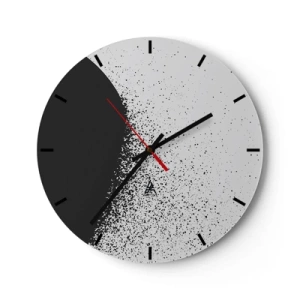 Orologio da parete - Orologio in Vetro - Motivo astratto in bianco e nero con punti sparsi - 30x30cm - Il movimento delle particelle - Decorazione murale moderna per soggiorno, cucina e camera da letto ARTTOR