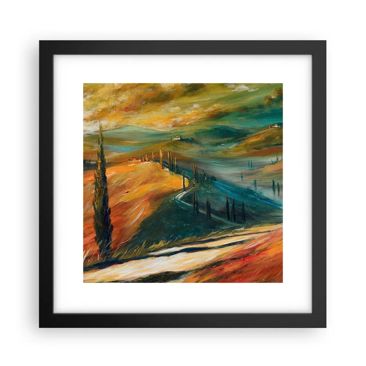 Poster in cornice nera - Paesaggio toscano - 30x30 cm