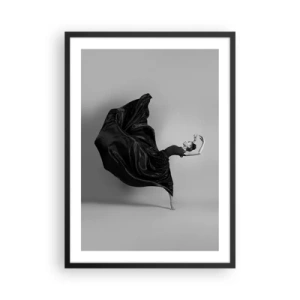 Poster in cornice nera - Un'elegante ballerina in abito nero in movimento - 50x70cm - Musica alata - Decorazione murale moderna per soggiorno e camera da letto ARTTOR