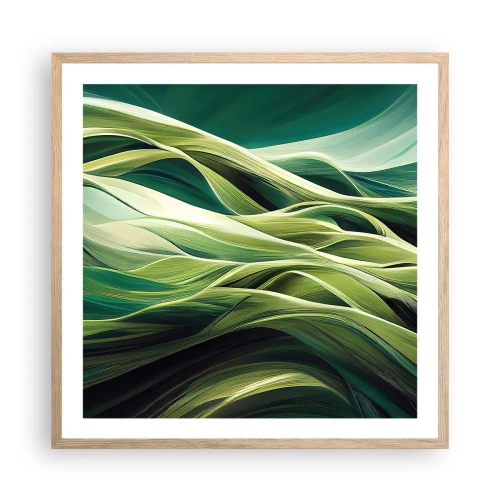 Poster in cornice rovere chiaro - Gioco astratto in verde - 60x60 cm