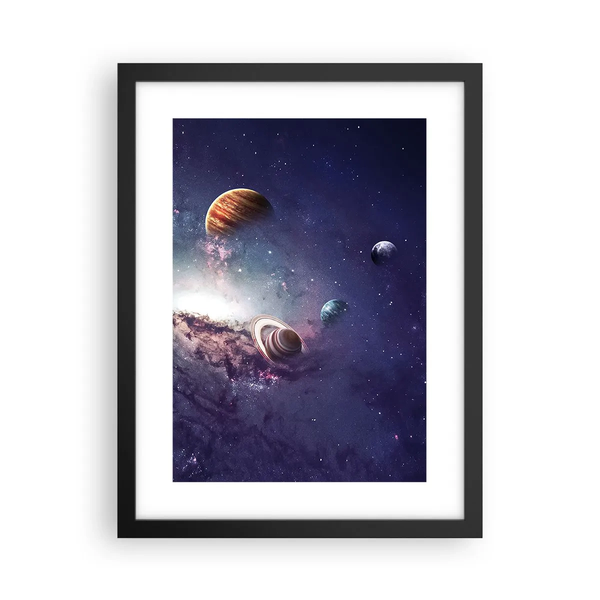 Poster in cornice nera - Sistema solare danzante - 30x40 cm