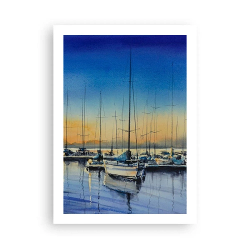 Poster - Una scena pittorica di barche a vela in un porto al tramonto - 50x70cm - La fine di una buona giornata - Decorazione murale moderna per soggiorno e camera da letto ARTTOR