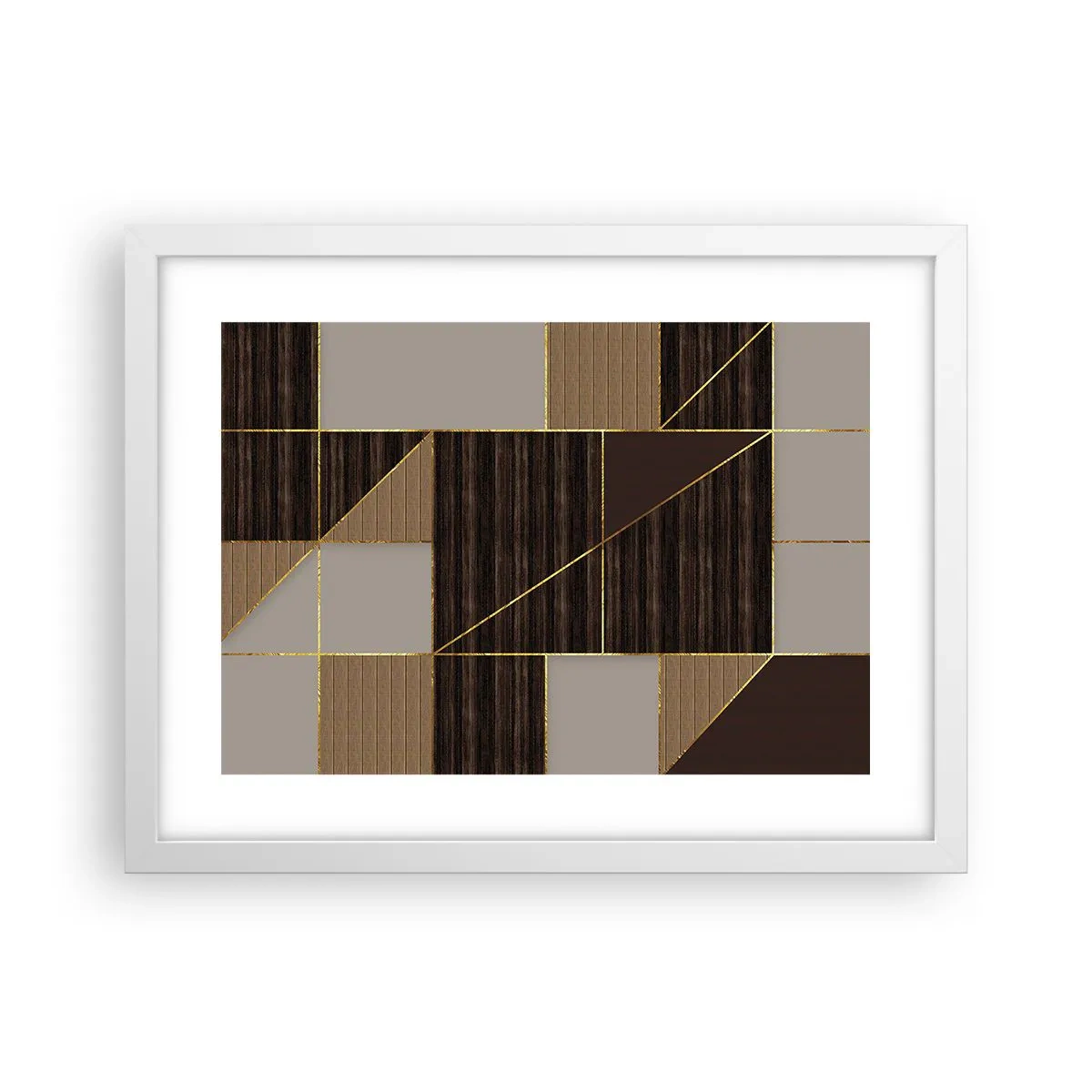 Poster in cornice bianca - Mosaico di marrone e oro - 40x30 cm