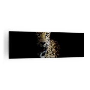Quadro su tela - Stampe su Tela - Un leopardo su sfondo scuro con sguardo intenso - 160x50cm - Bellezza tenebrosa - Decorazione murale moderna per soggiorno e camera da letto ARTTOR