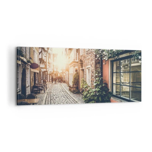 Quadro su tela - Stampe su Tela - L'angolo delle rose nella luce rosata - 100x40 cm