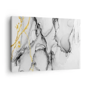 Quadro su tela - Stampe su Tela - Motivi astratti in bianco e nero con accenti dorati - 70x50cm - Composizione con motivo d'oro - Decorazione murale moderna per soggiorno e camera da letto ARTTOR