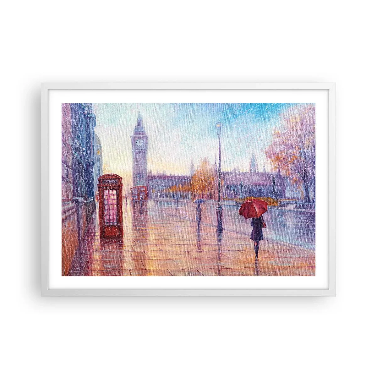 Poster in cornice bianca - Giorno d'autunno a Londra - 70x50 cm