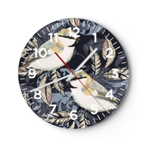 Orologio da parete - Orologio in Vetro - Cinguettio oro e blu - 40x40 cm