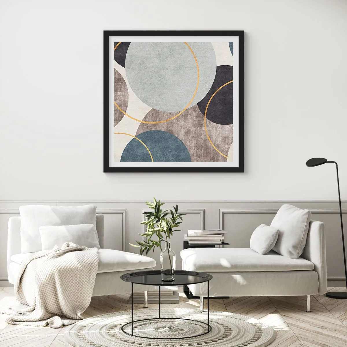 Poster in cornice nera - Un cerchio dietro l'altro - 30x30 cm