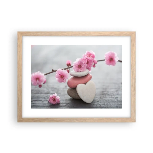 Poster in cornice rovere chiaro - Serenità con fiori di ciliegio - 40x30 cm