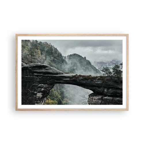 Poster in cornice rovere chiaro - Qui inizia l'avventura - 91x61 cm