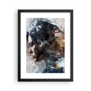 Poster in cornice nera - Racconto su una ragazza con città sullo sfondo - 30x40 cm