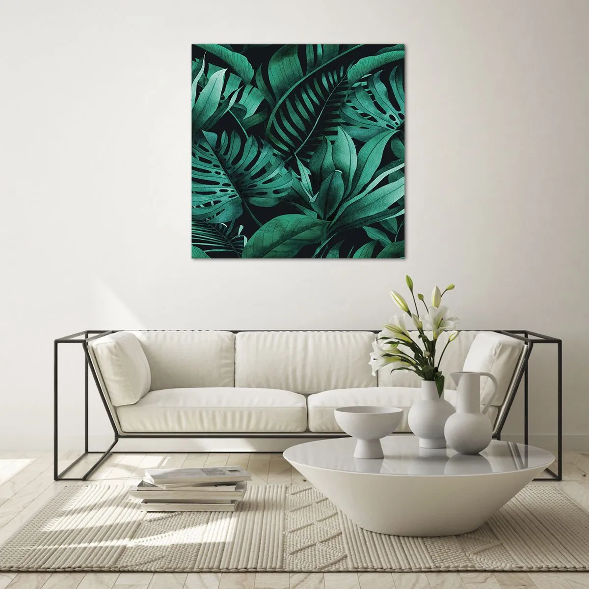 Quadro su vetro - Dal profondo del verde tropicale - 40x40 cm