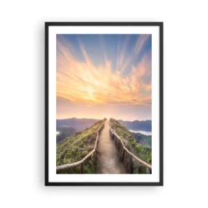 Poster in cornice nera - Sentiero in cima alla collina con vista sul tramonto e sulle montagne - 50x70cm - Vicino al cielo - Decorazione murale moderna per soggiorno e camera da letto ARTTOR