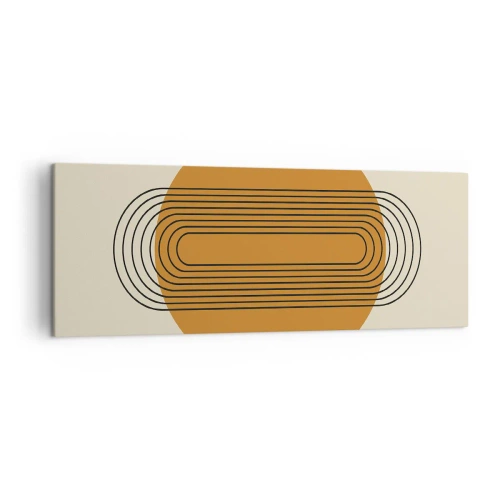 Quadro su tela - Stampe su Tela - Motivo geometrico con cerchi e linee arancioni - 140x50cm - Piano perfetto - Decorazione murale moderna per soggiorno e camera da letto ARTTOR