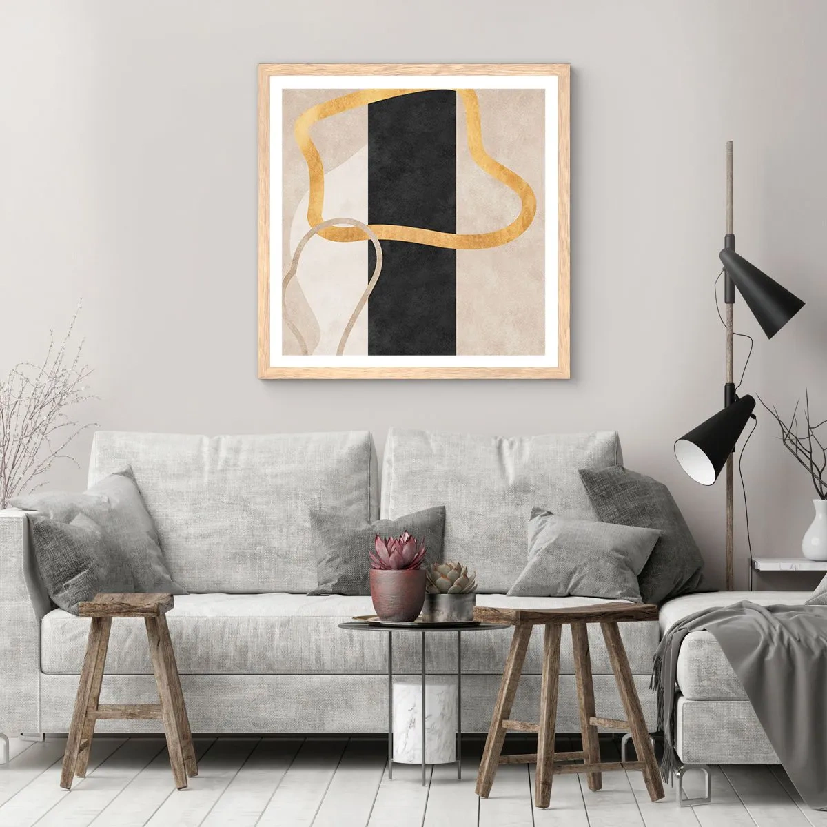 Poster in cornice rovere chiaro - Forme intrecciate - 50x50 cm