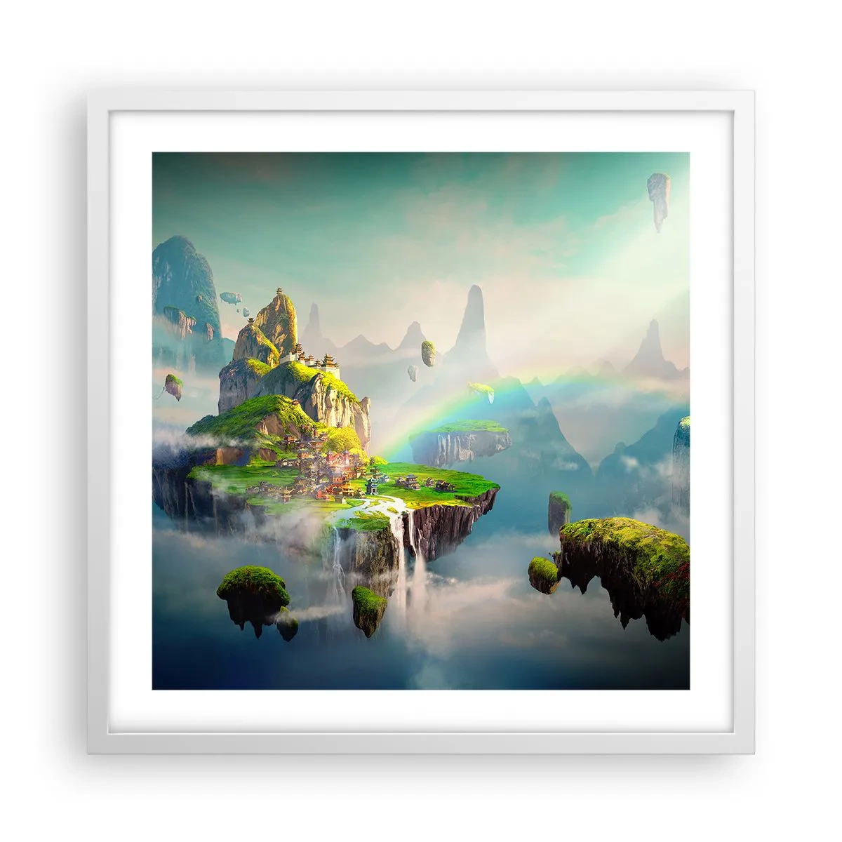 Poster in cornice bianca - In mezzo al cielo: isole fortunate - 50x50 cm