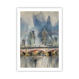Poster - Paesaggio urbano con un ponte e grattacieli sullo sfondo - 50x70cm - Londra in tutta la sua bellezza - Decorazione murale moderna per soggiorno e camera da letto ARTTOR