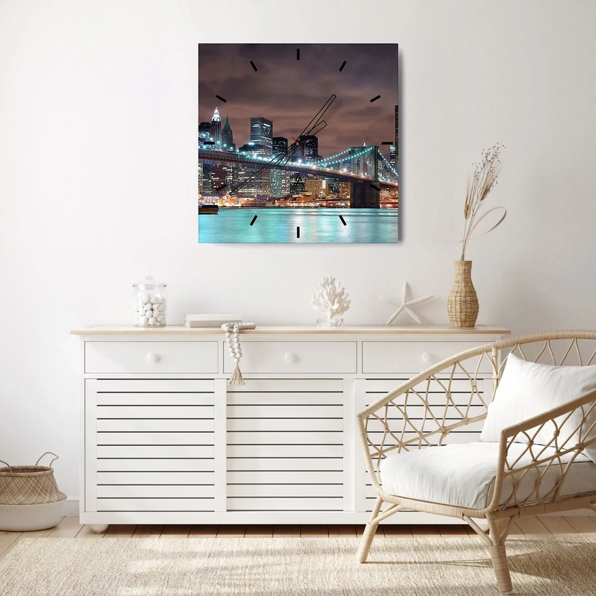 Orologio da parete - Orologio in Vetro - Le luci della grande città - 30x30 cm