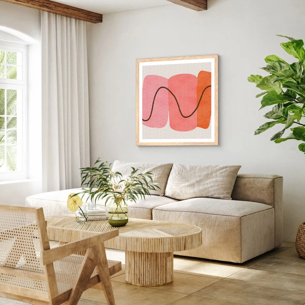 Poster in cornice rovere chiaro - Il delicato movimento delle forme - 30x30 cm