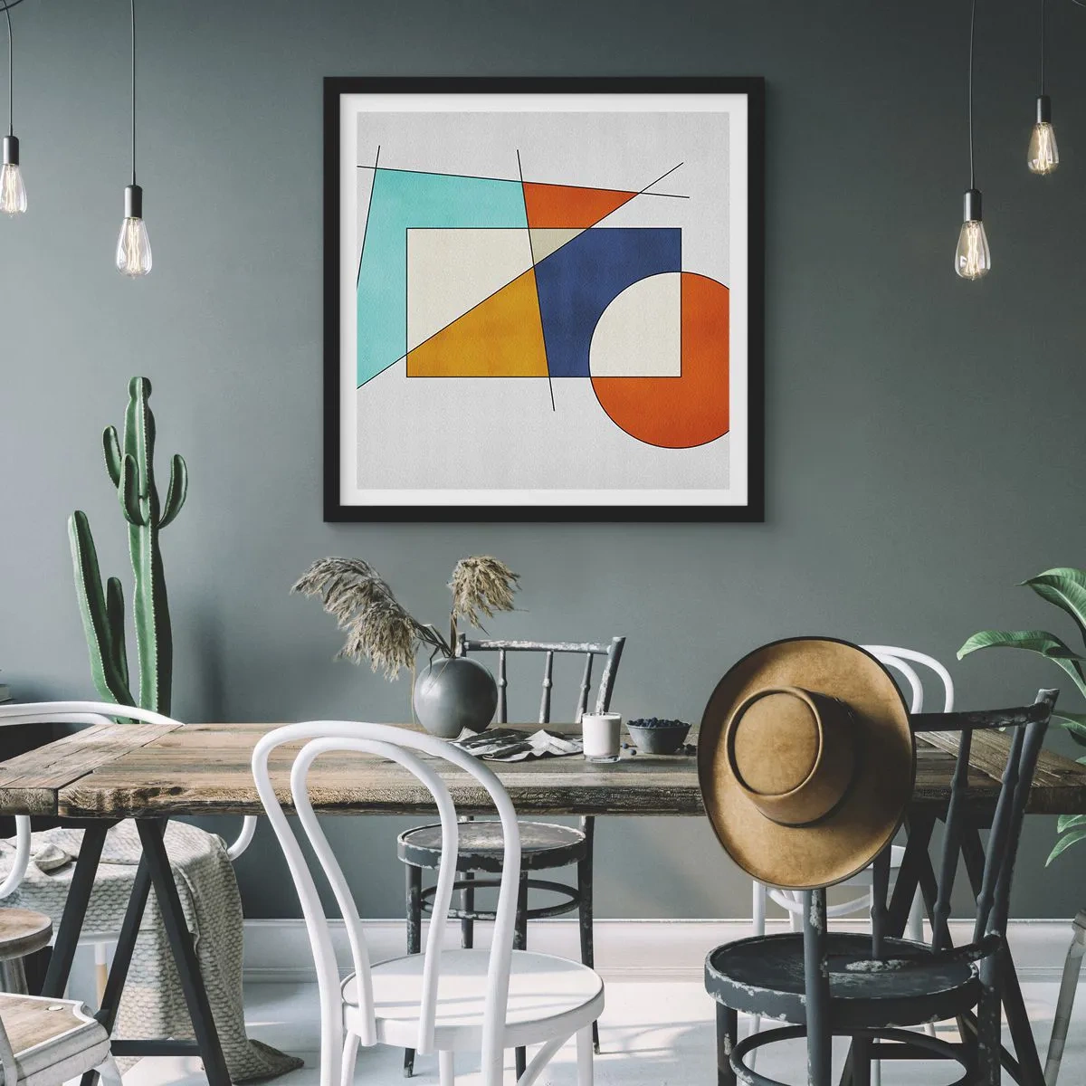 Poster in cornice nera - Astrazione: gioco modernista - 40x40 cm