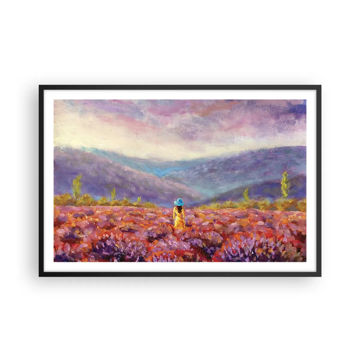 Poster in cornice nera - Nel mondo di lavanda - 91x61 cm