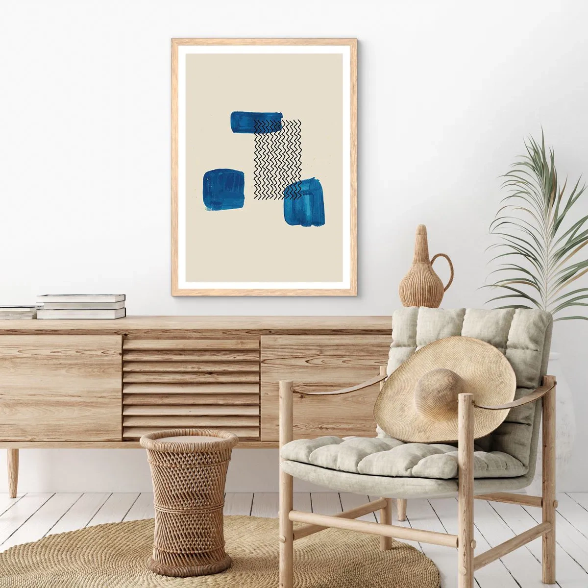 Poster in cornice rovere chiaro - Quartetto astratto - 30x40 cm