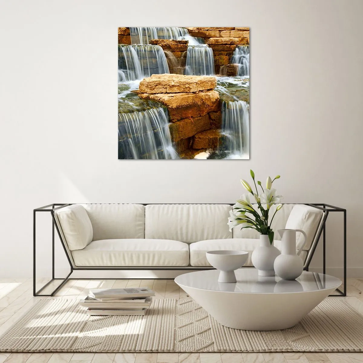 Quadro su vetro - La scala verso il cielo - 70x70 cm