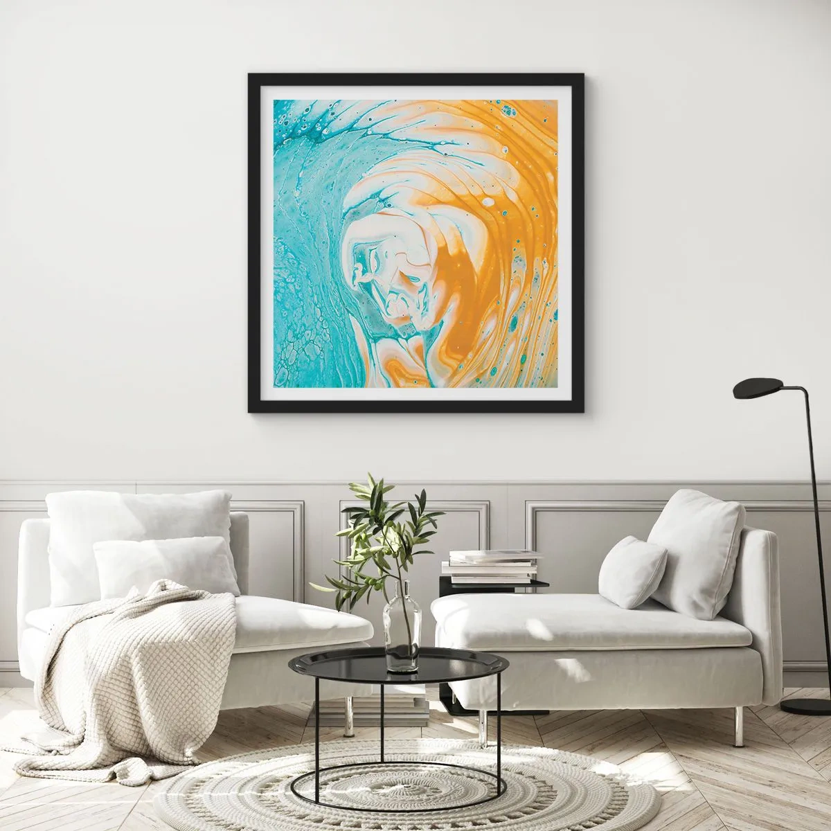 Poster in cornice nera - Vortice pastello - 60x60 cm