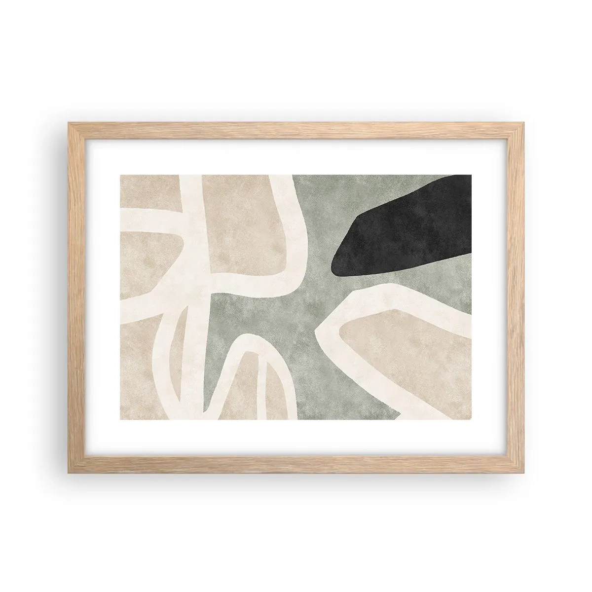 Poster in cornice rovere chiaro - Composizione con motivi in nero - 40x30 cm