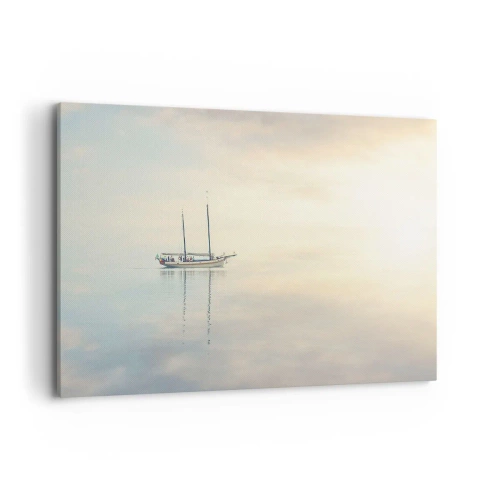 Quadro su tela - Stampe su Tela - Una barca su un mare calmo in una luce soffusa - 120x80cm - Silenzio in mare - Decorazione murale moderna per soggiorno e camera da letto ARTTOR