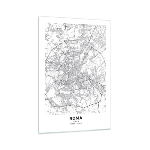 Quadro su vetro - Una mappa della città in stile minimalista con linee delicate - 70x100cm - L'anello romano - Decorazione murale moderna per soggiorno e camera da letto ARTTOR