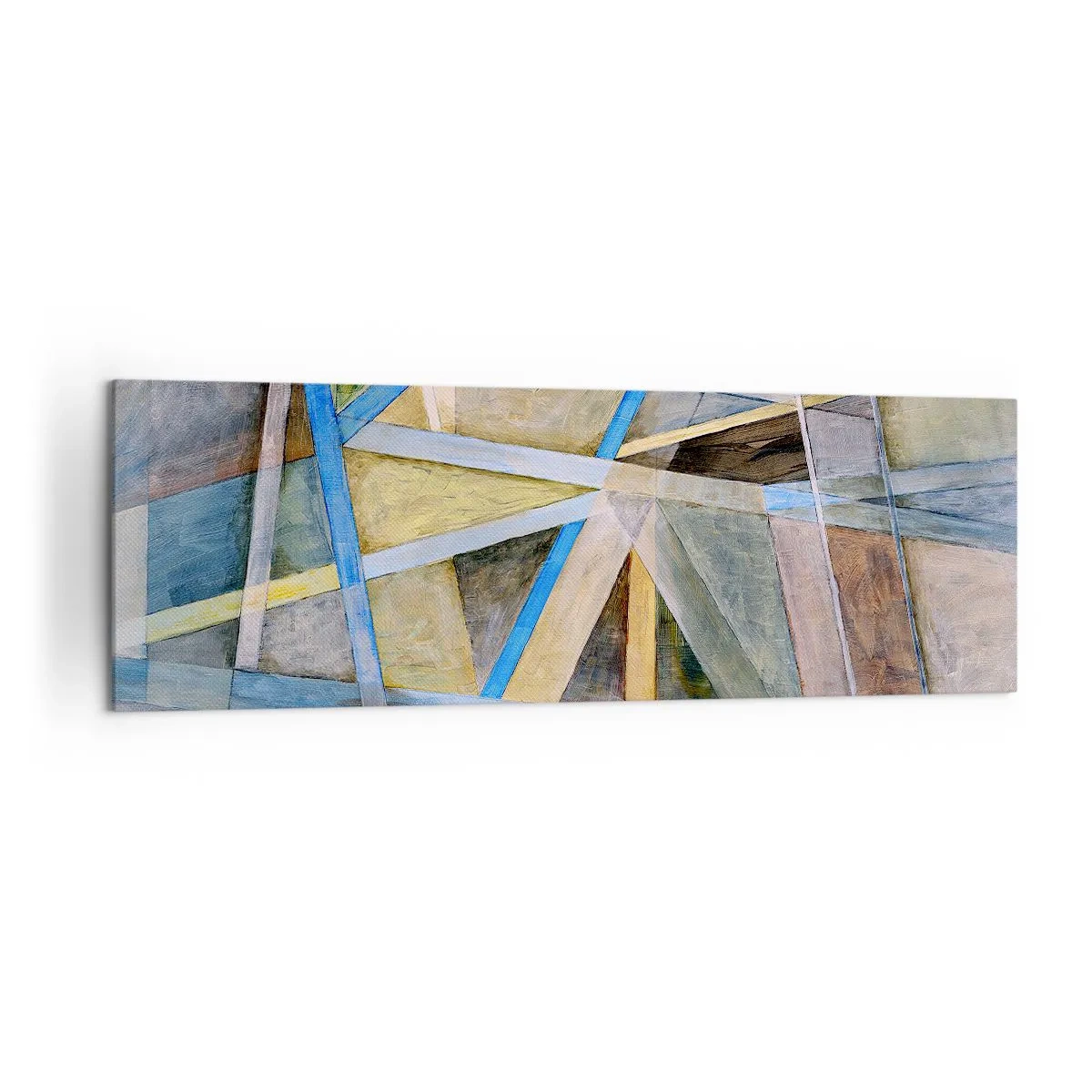 Quadro su tela - Stampe su Tela - Composizione geometrica con linee chiare e blu - 160x50cm - Dritto o obliquo? - Decorazione murale moderna per soggiorno e camera da letto ARTTOR