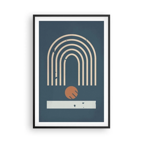 Poster in cornice nera - Geometria in blu - 61x91 cm