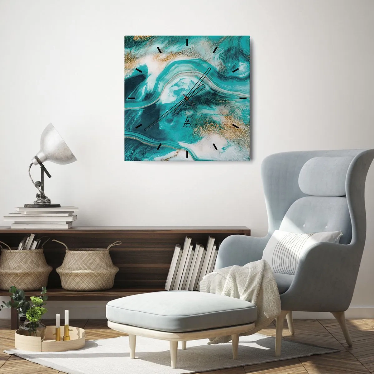 Orologio da parete - Orologio in Vetro - Il fiume d'oro - 40x40 cm