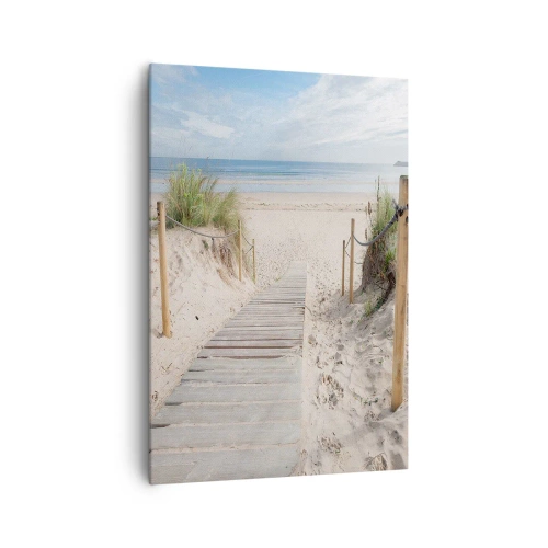 Quadro su tela - Stampe su Tela - Un sentiero di assi che conduce a una spiaggia sabbiosa - 70x100cm - Fino all'orizzonte - Decorazione murale moderna per soggiorno e camera da letto ARTTOR