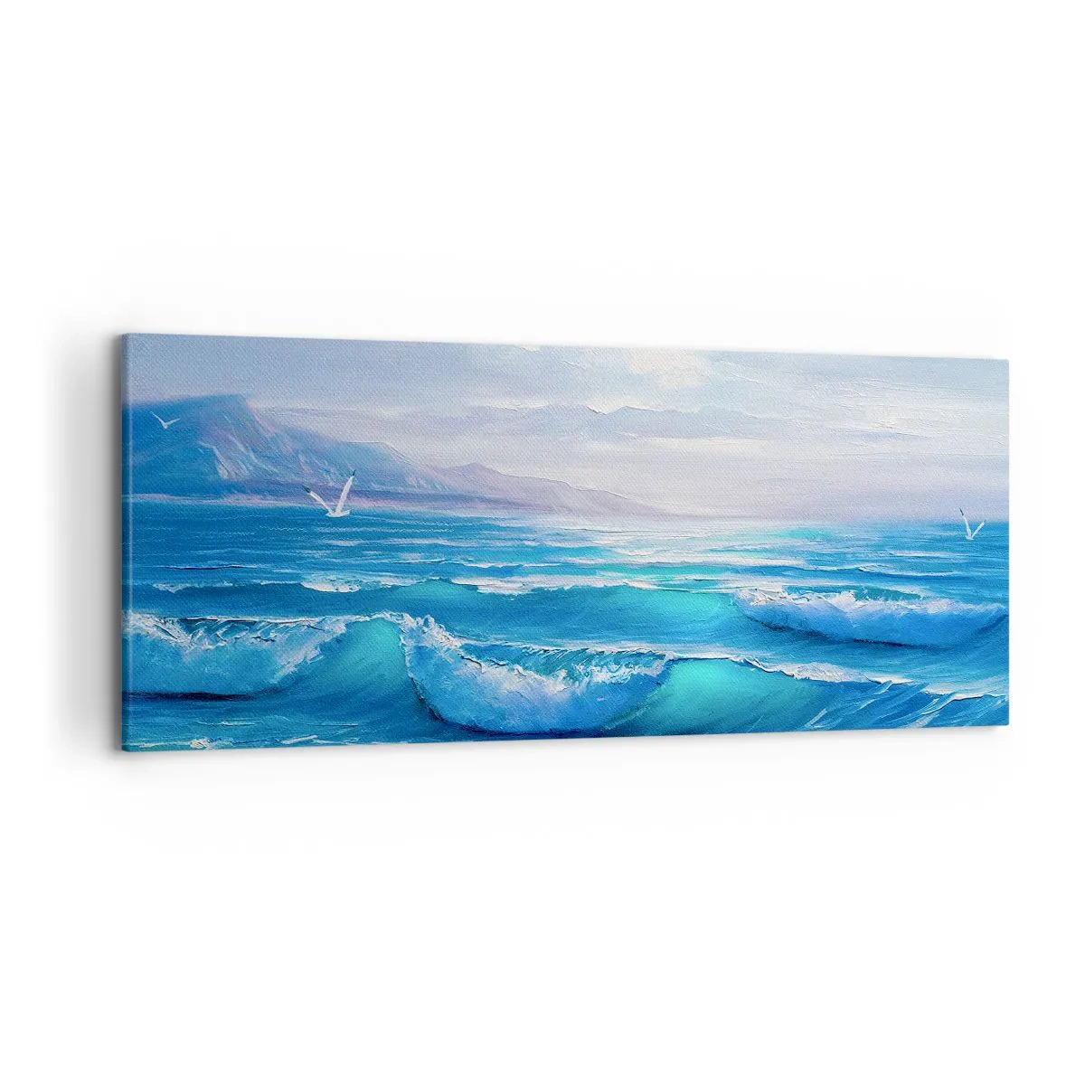 Quadro su tela - Stampe su Tela - Un pittoresco paesaggio marino con onde e cielo azzurro - 120x50cm - Porta sollievo - Decorazione murale moderna per soggiorno e camera da letto ARTTOR