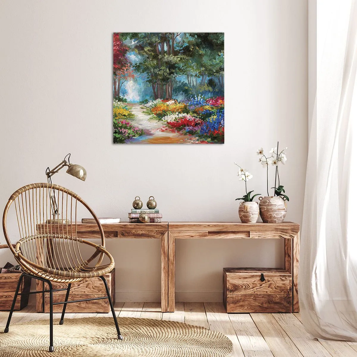 Quadro su tela - Stampe su Tela - Il giardino del bosco d'aprile - 30x30 cm