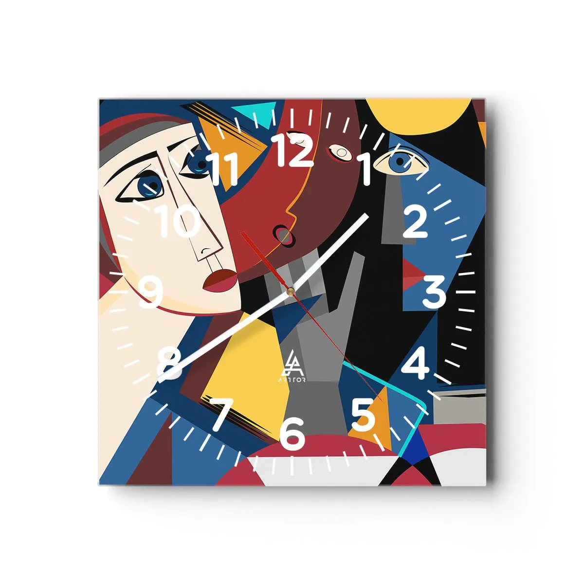 Orologio da parete - Orologio in Vetro - Dialogo di cubisti - 30x30 cm