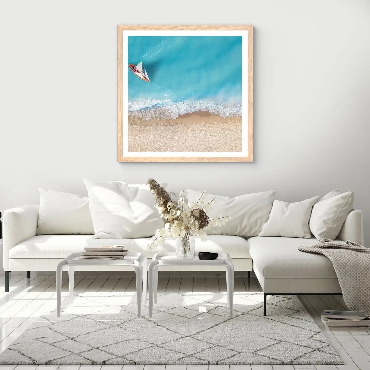 Poster in cornice rovere chiaro - Al confine del blu e dell'oro - 30x30 cm