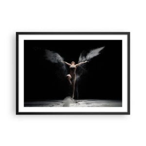 Poster in cornice nera - Una ballerina in movimento con un sorprendente effetto polvere su uno sfondo nero - 70x50cm - Gli elfi esistono - Decorazione murale moderna per soggiorno e camera da letto ARTTOR
