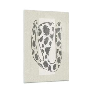 Quadro su vetro - Motivo organico astratto in tonalità di grigio - 80x120cm - Creatura stranissima - Decorazione murale moderna per soggiorno e camera da letto ARTTOR