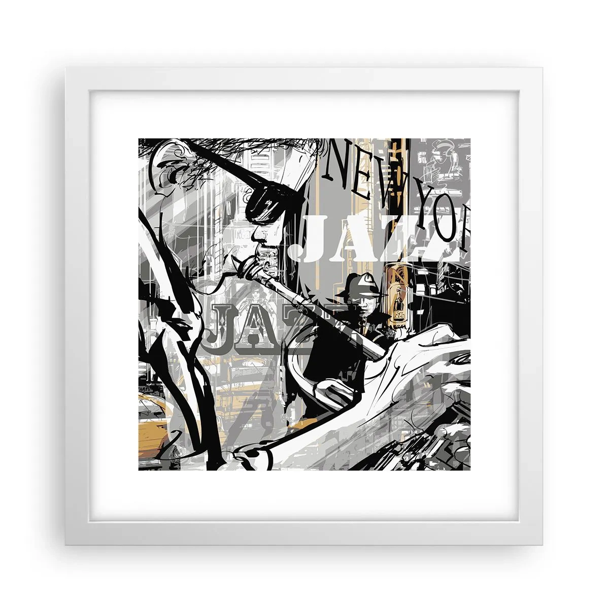 Poster in cornice bianca - Al ritmo di New York - 30x30 cm