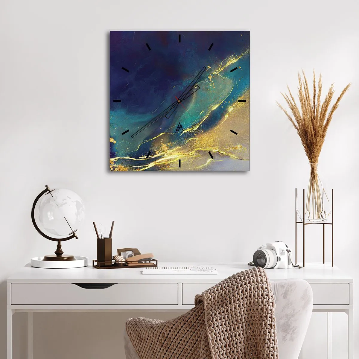 Orologio da parete - Orologio in Vetro - La palude dorata - 40x40 cm