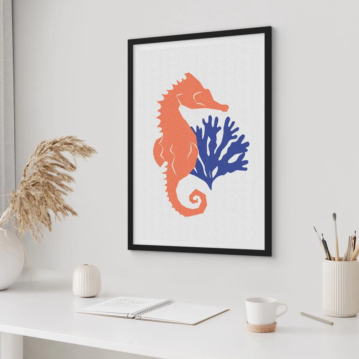 Poster in cornice nera - Sul prato sottomarino - 61x91 cm