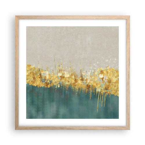 Poster in cornice rovere chiaro - Confine dorato - 50x50 cm