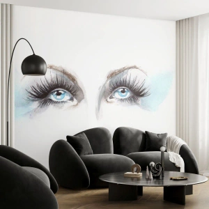 Fotomurali Premium Sand - Occhi azzurri ipnotizzanti in stile acquerello - 100x70cm - Occhi d'angelo? - Decorazione murale moderna per soggiorno e camera da letto ARTTOR