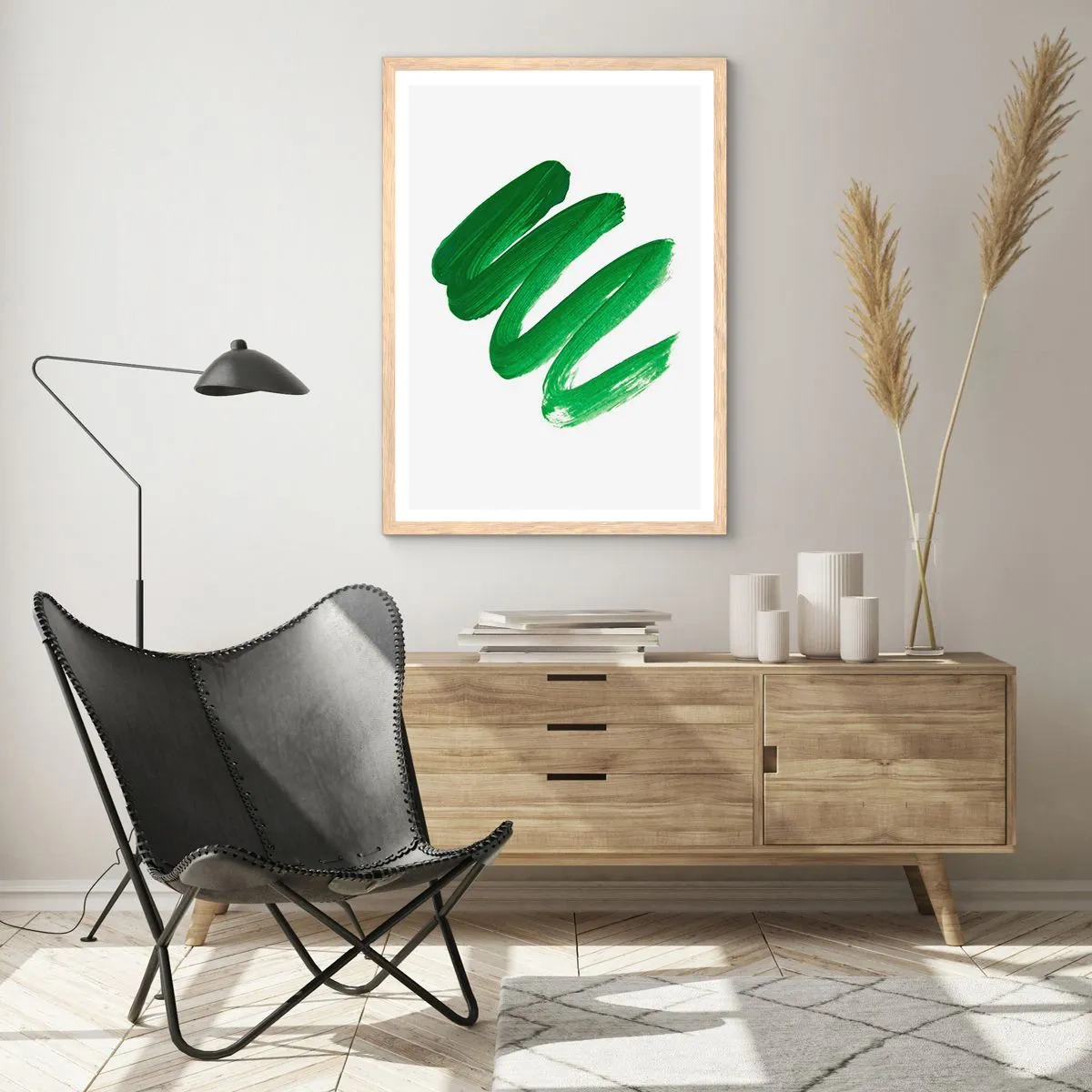 Poster in cornice rovere chiaro - Scherzo verde - 50x70 cm